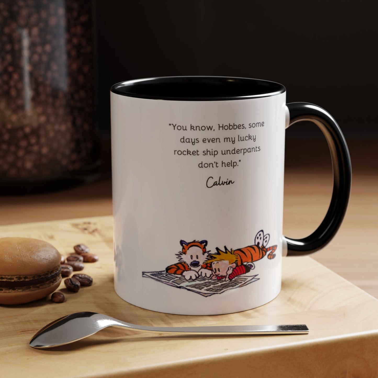 Calvin and Hobbes Inspired Accent Coffee Mug - Fun Gift for Fans, Morning Coffee, Cute Quote Mug, Whimsical Gift, Reading Companion