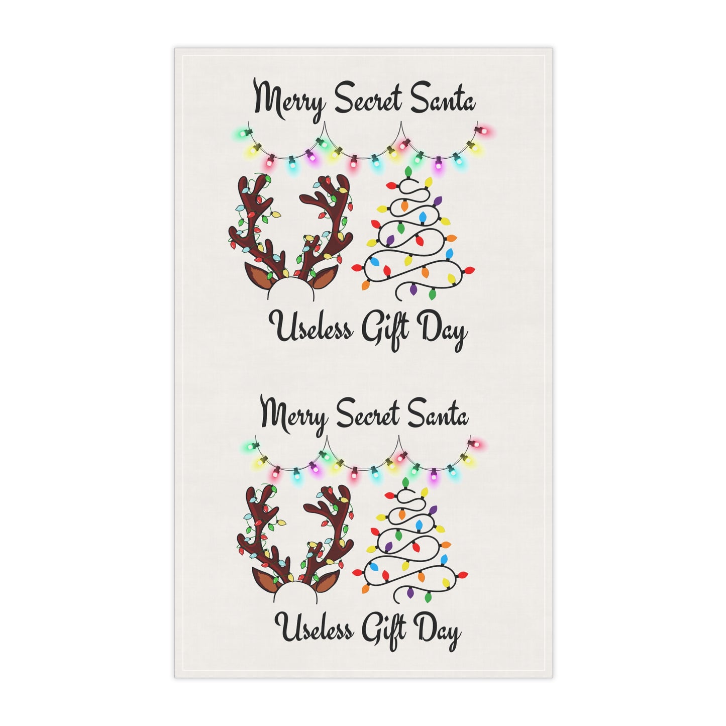 Holiday Tea Towels, Useless Gift Day Decor, Merry Secret Santa, Kitchen Towels, Fun Gift for Christmas, Festive Home Decor