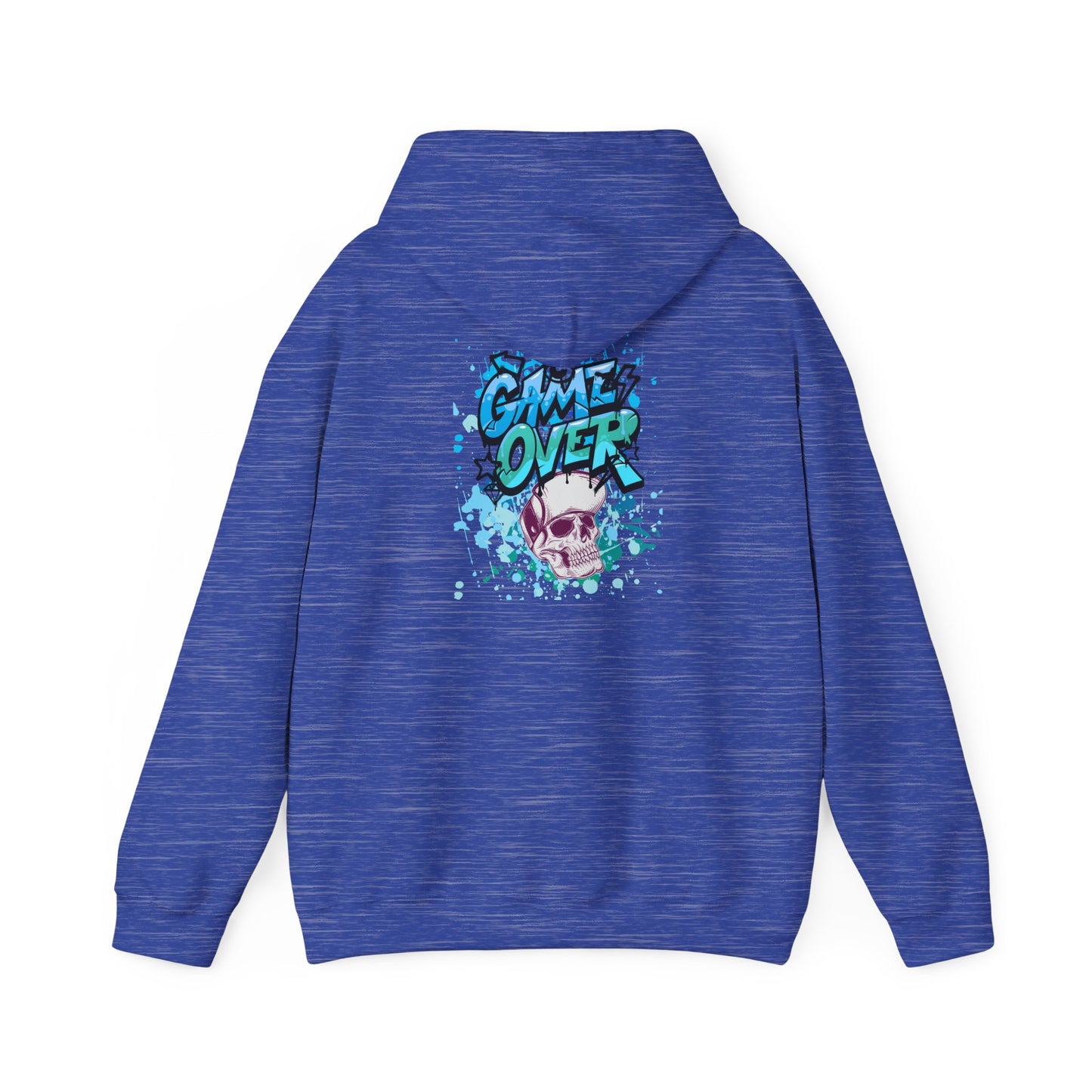 Game Over Skull Hoodie - Unisex Heavy Blend Sweatshirt, Perfect for Gamers, Casual Wear, Unique Gift, Streetwear Style, Graphic Apparel