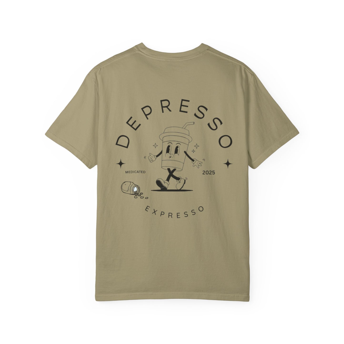 Depresso Expresso Garment-Dyed T-Shirt, Vintage Coffee Lover Tee, Casual Unisex Wear, Gift for Baristas, Perfect for Everyday Style
