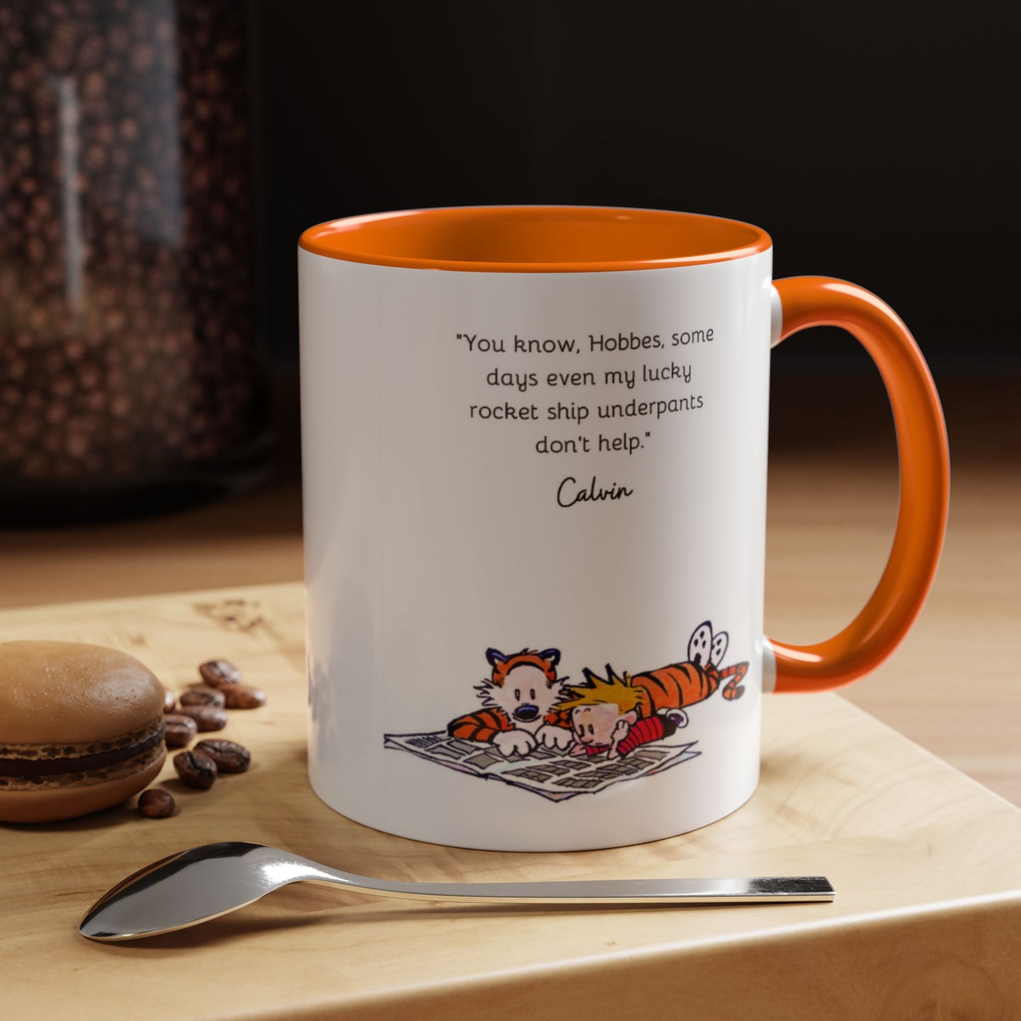 Calvin and Hobbes Inspired Accent Coffee Mug - Fun Gift for Fans, Morning Coffee, Cute Quote Mug, Whimsical Gift, Reading Companion