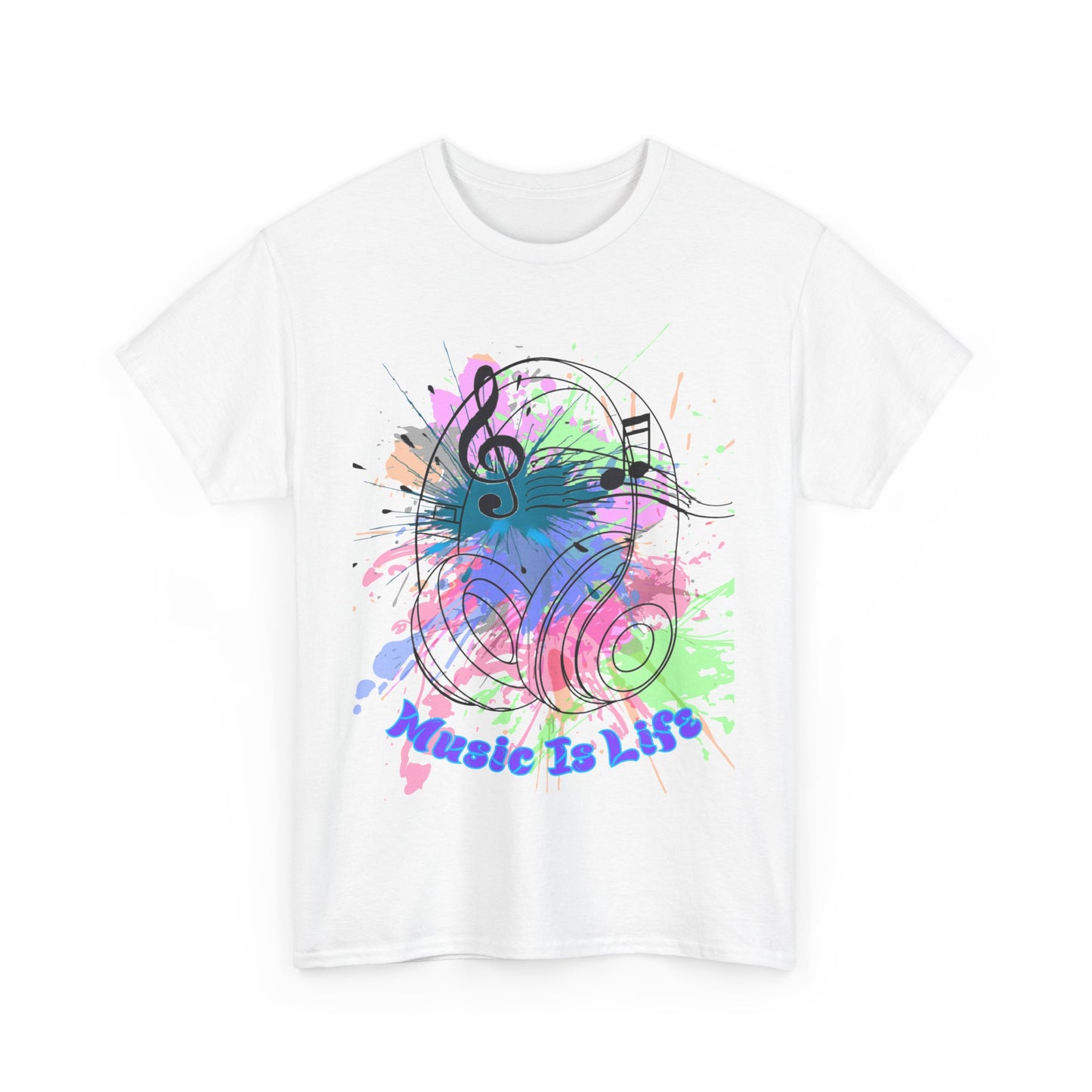 Music Is Life Unisex Heavy Cotton Tee - Perfect for Music Lovers, Gift for Musicians, Concerts, Festivals, Everyday Wear