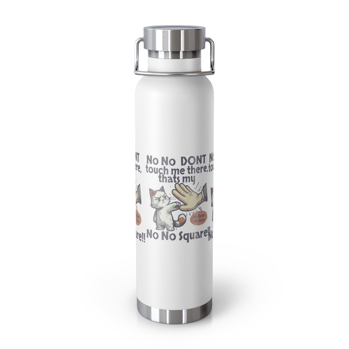 Funny Cat Insulated Water Bottle, 22oz, Laughing Cat Gift, Pet Lover Gift, Humorous Drinkware, Cat Safety Bottle