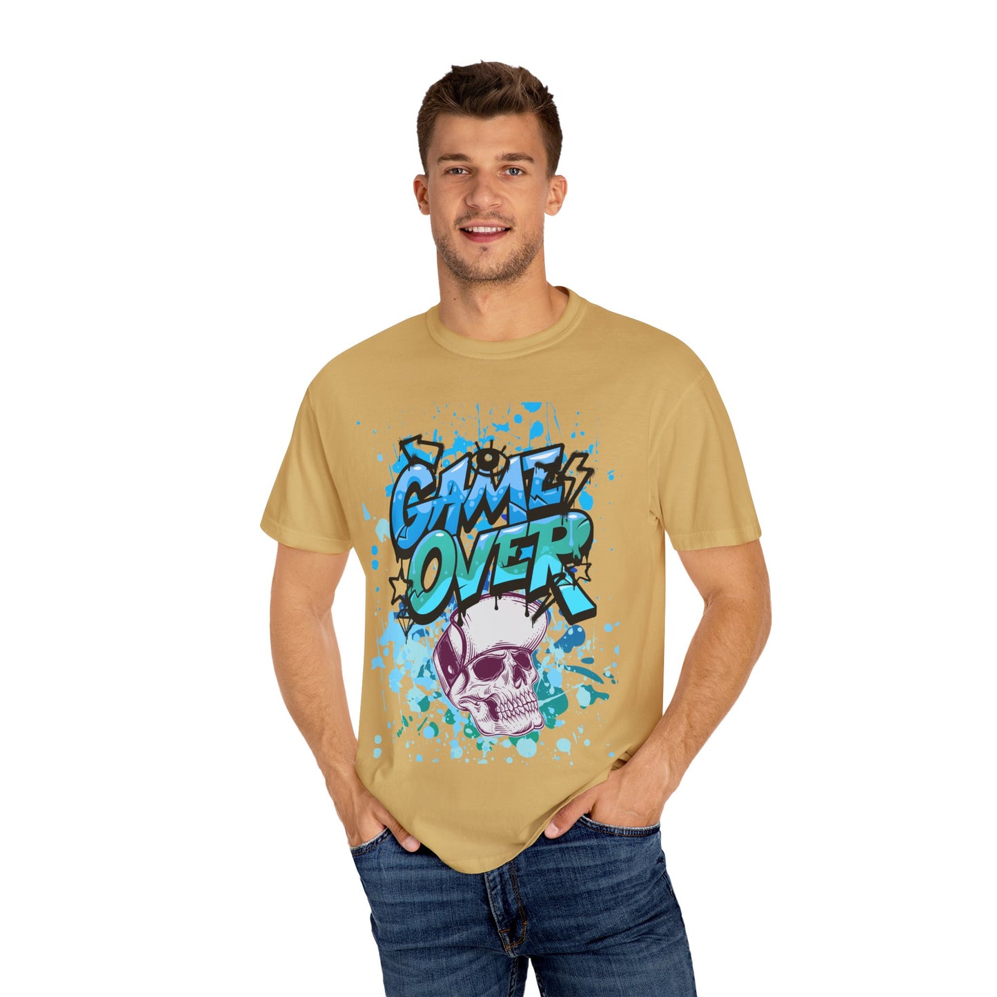 Gamer Skull T-shirt, Unisex Graphic Tee, Game Over Apparel, Casual Wear, Gift for Gamers, Streetwear, Cool Graphic Shirt