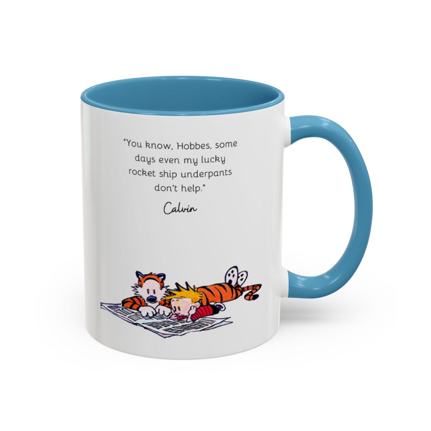 Calvin and Hobbes Inspired Accent Coffee Mug - Fun Gift for Fans, Morning Coffee, Cute Quote Mug, Whimsical Gift, Reading Companion