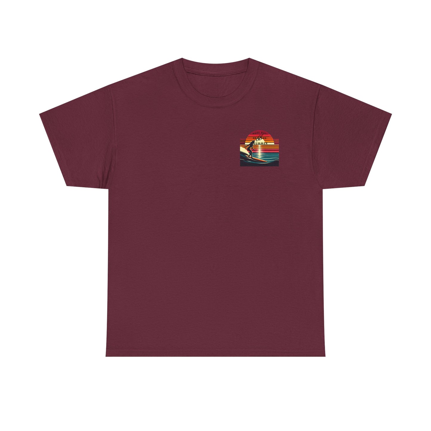 Surf Sunset Unisex Heavy Cotton Tee | Relaxed Summer Vibe, Perfect for Beach Days, Vacation, Gifts, Casual Wear, Fun Times