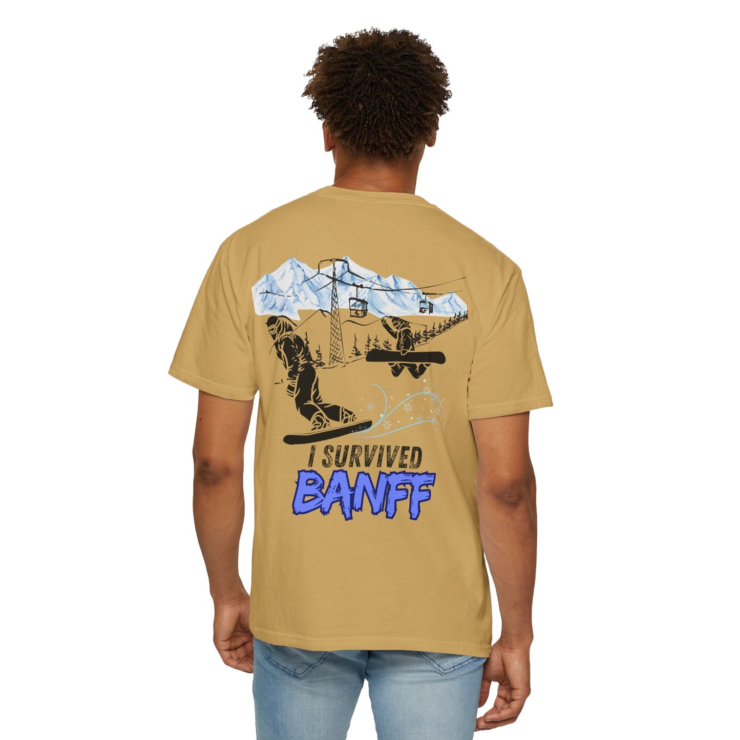 Banff Ski Adventure T-Shirt - Unisex Garment-Dyed Tee, Snowboarder Gift, Winter Sports Apparel, Ski Trip Souvenir, Funny Travel Shirt