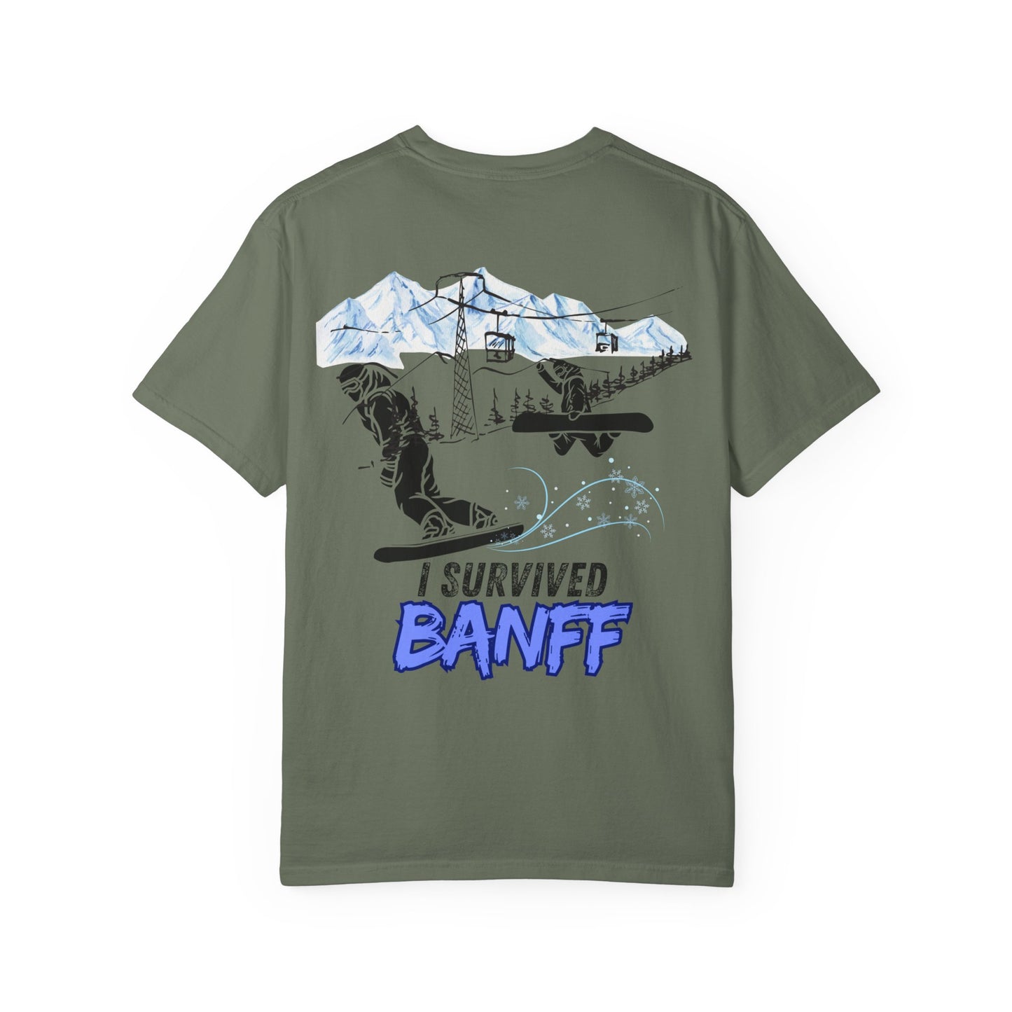 Banff Ski Adventure T-Shirt - Unisex Garment-Dyed Tee, Snowboarder Gift, Winter Sports Apparel, Ski Trip Souvenir, Funny Travel Shirt