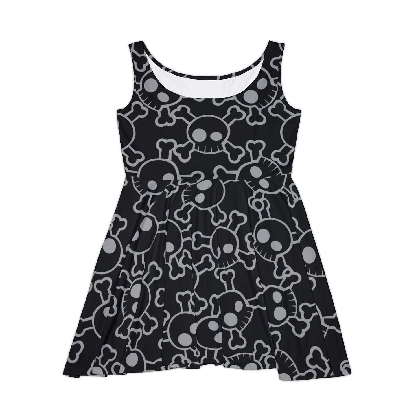 Gothic Skull Skater Dress, AOP Women's Dress, Edgy Fashion, Alternative Style, Perfect for Halloween and Parties