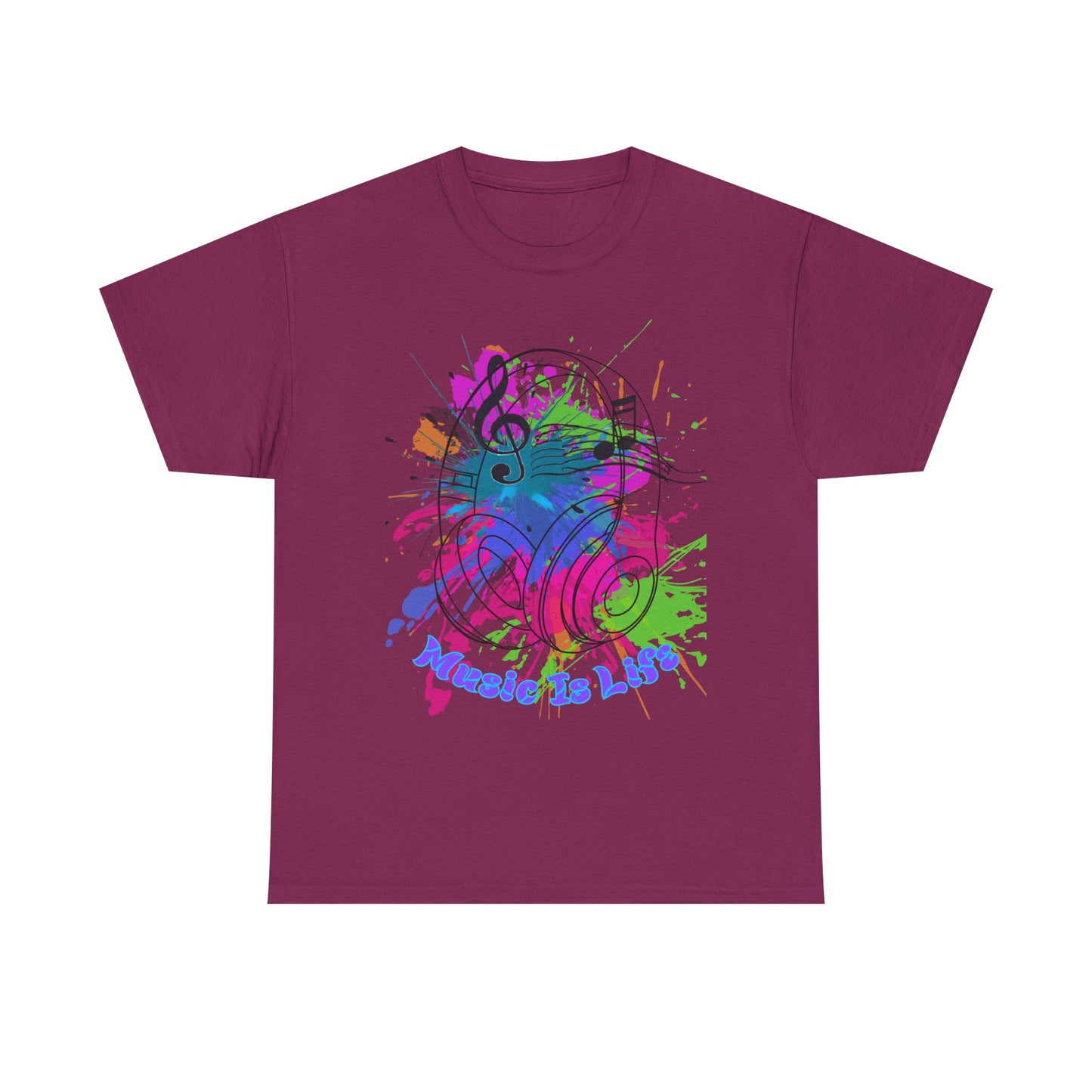 Music Is Life Unisex Heavy Cotton Tee - Perfect for Music Lovers, Gift for Musicians, Concerts, Festivals, Everyday Wear