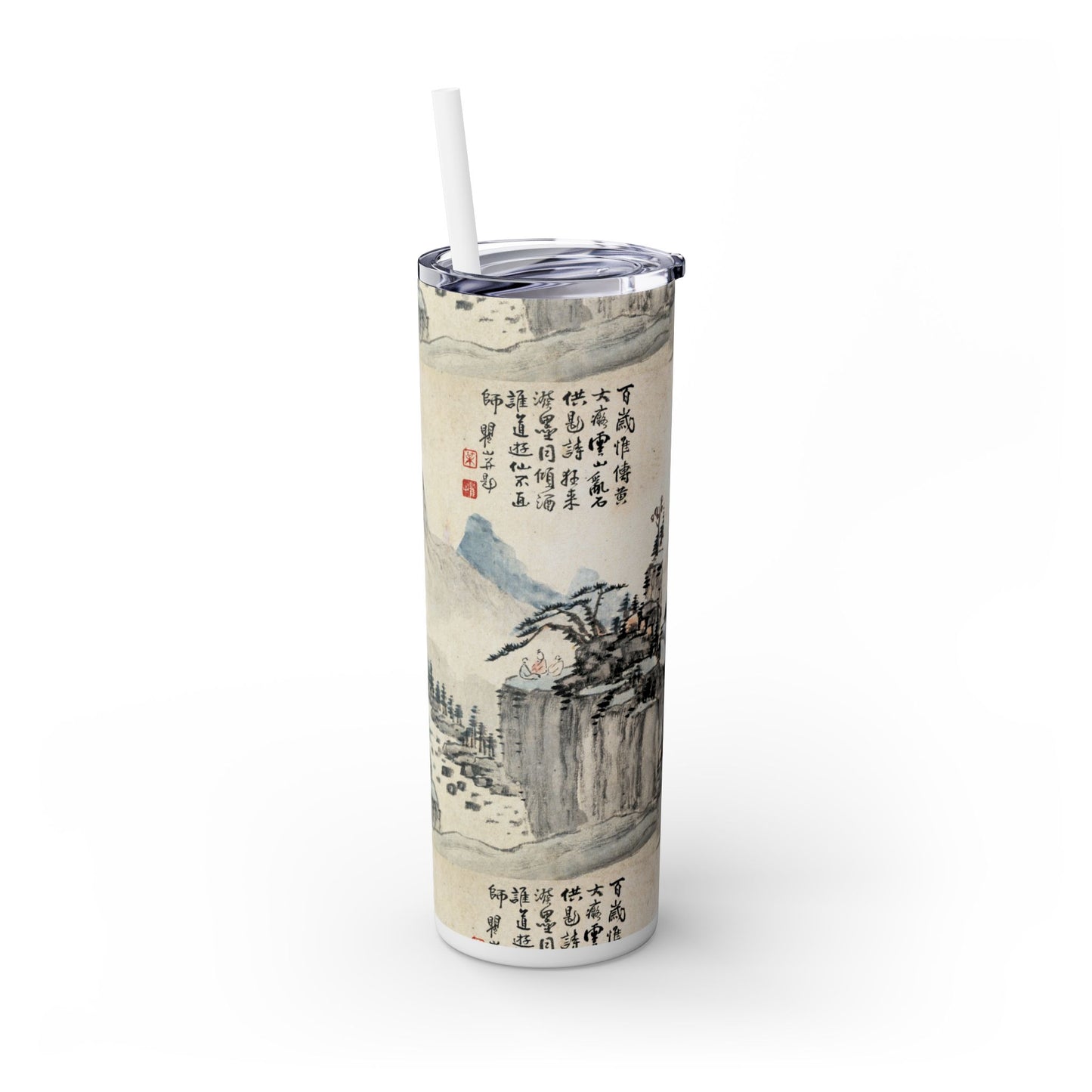 Japanese art work Skinny Tumbler with Straw, 20oz - Perfect for Home, Travel, Gifts, and Everyday Use, Creative Design, Stylish Beverage Container