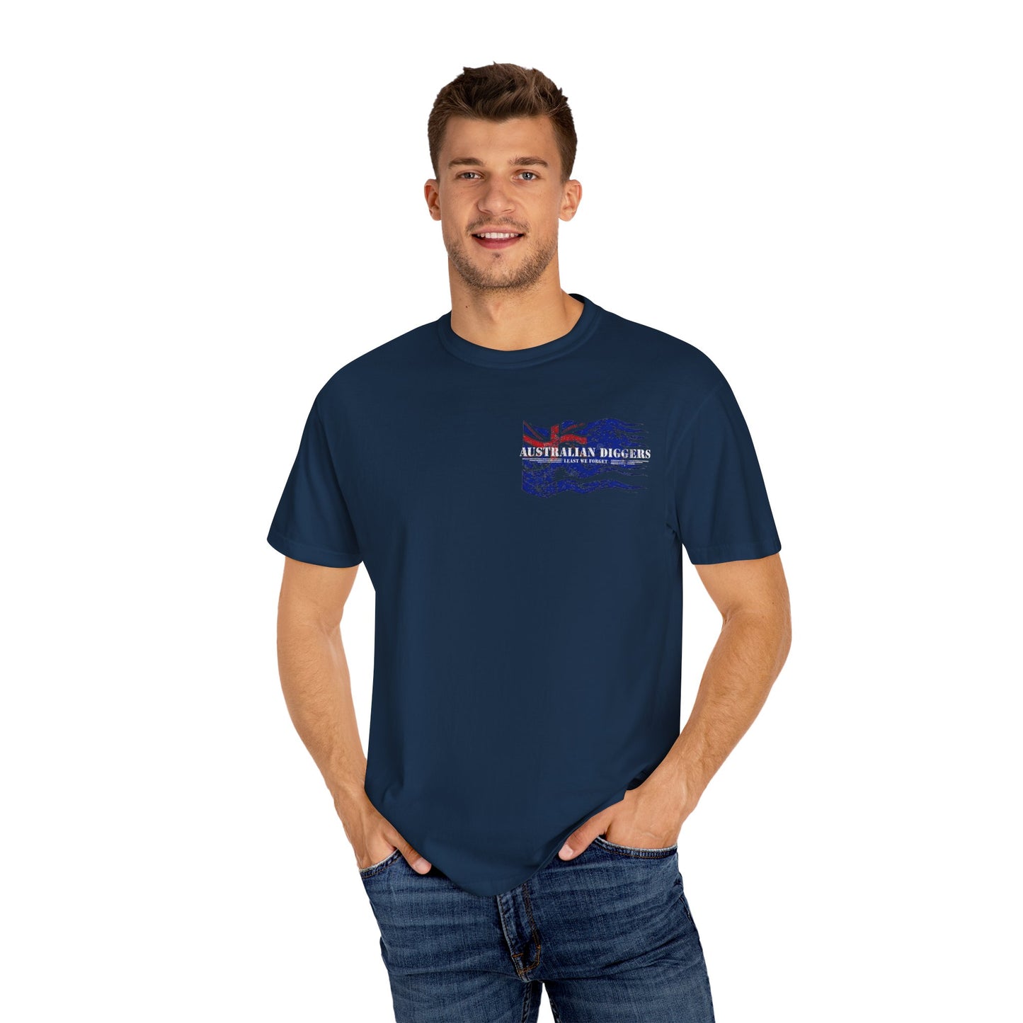 Australian Diggers Garment-Dyed T-Shirt, Commemorative Apparel, Casual Wear, Veterans' Day Gift, Vintage Style Tee, Unisex Fashion
