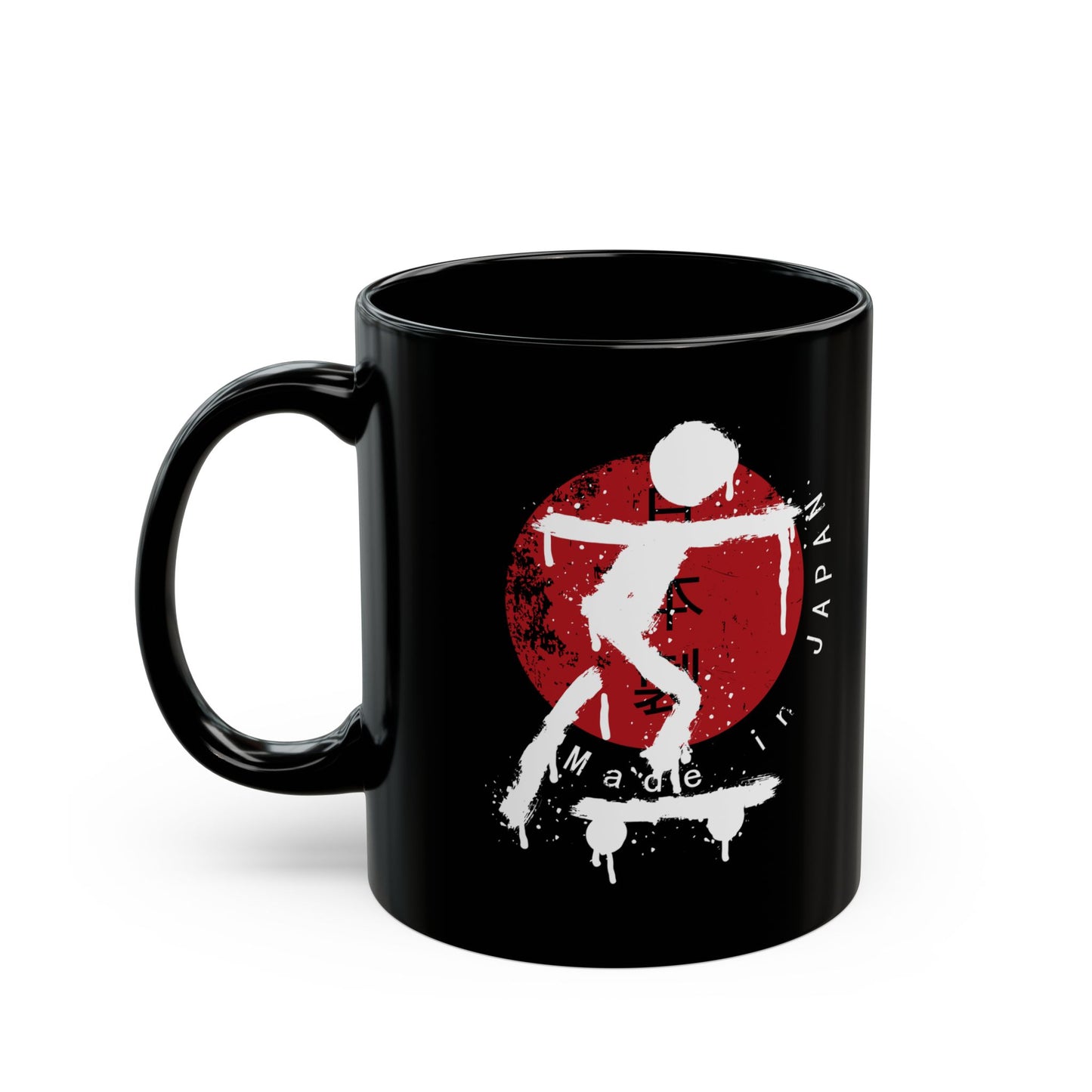 Skateboarder Inspired Black Mug - Perfect Gift for Skaters, Coffee Lovers, or Japan Enthusiasts, Great for Birthdays & Holidays