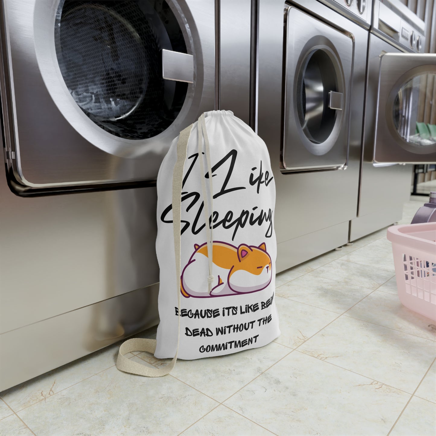 Cute Cat Laundry Bag - I Like Sleeping, Fun Storage Solution for Dorms, Kids, Pet Lovers, Cute Home Decor