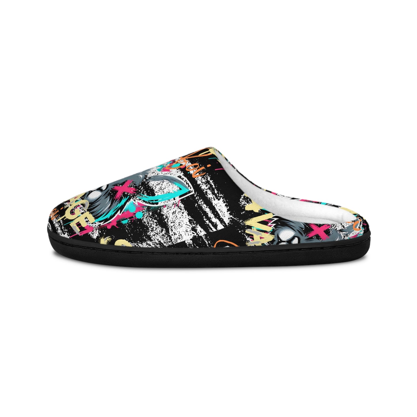gothic bunny Men's Indoor Slippers with Graffiti Art, Cozy Home Footwear, Trendy House Slippers, Unique Gift for Him, Indoor Comfort