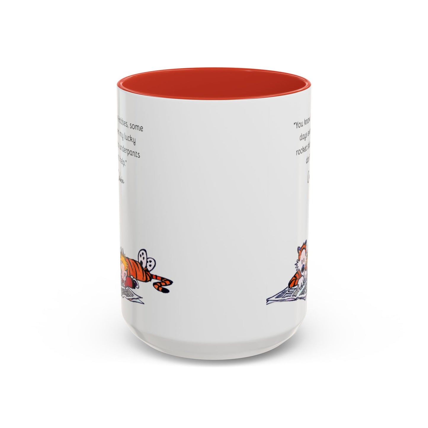 Calvin and Hobbes Inspired Accent Coffee Mug - Fun Gift for Fans, Morning Coffee, Cute Quote Mug, Whimsical Gift, Reading Companion