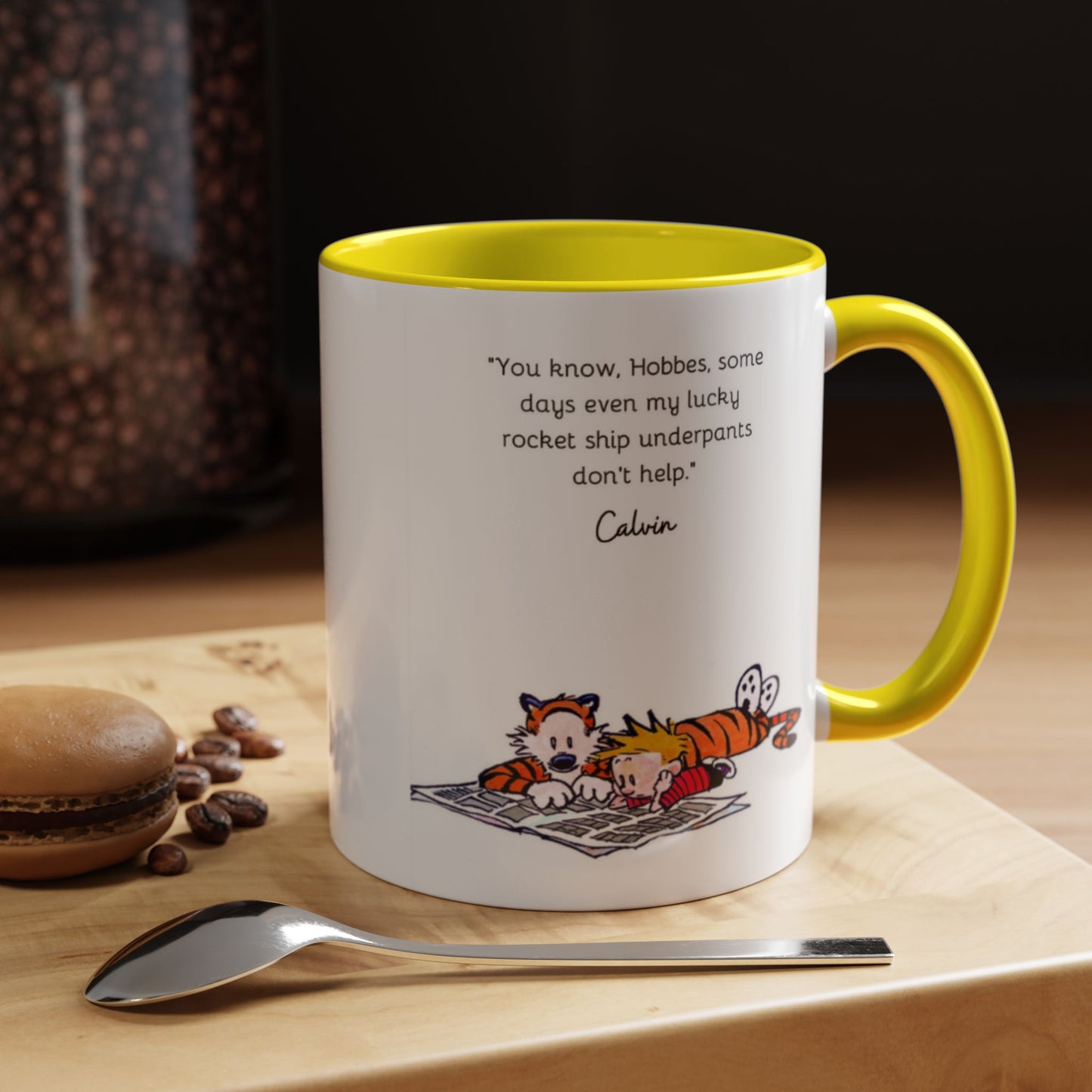 Calvin and Hobbes Inspired Accent Coffee Mug - Fun Gift for Fans, Morning Coffee, Cute Quote Mug, Whimsical Gift, Reading Companion