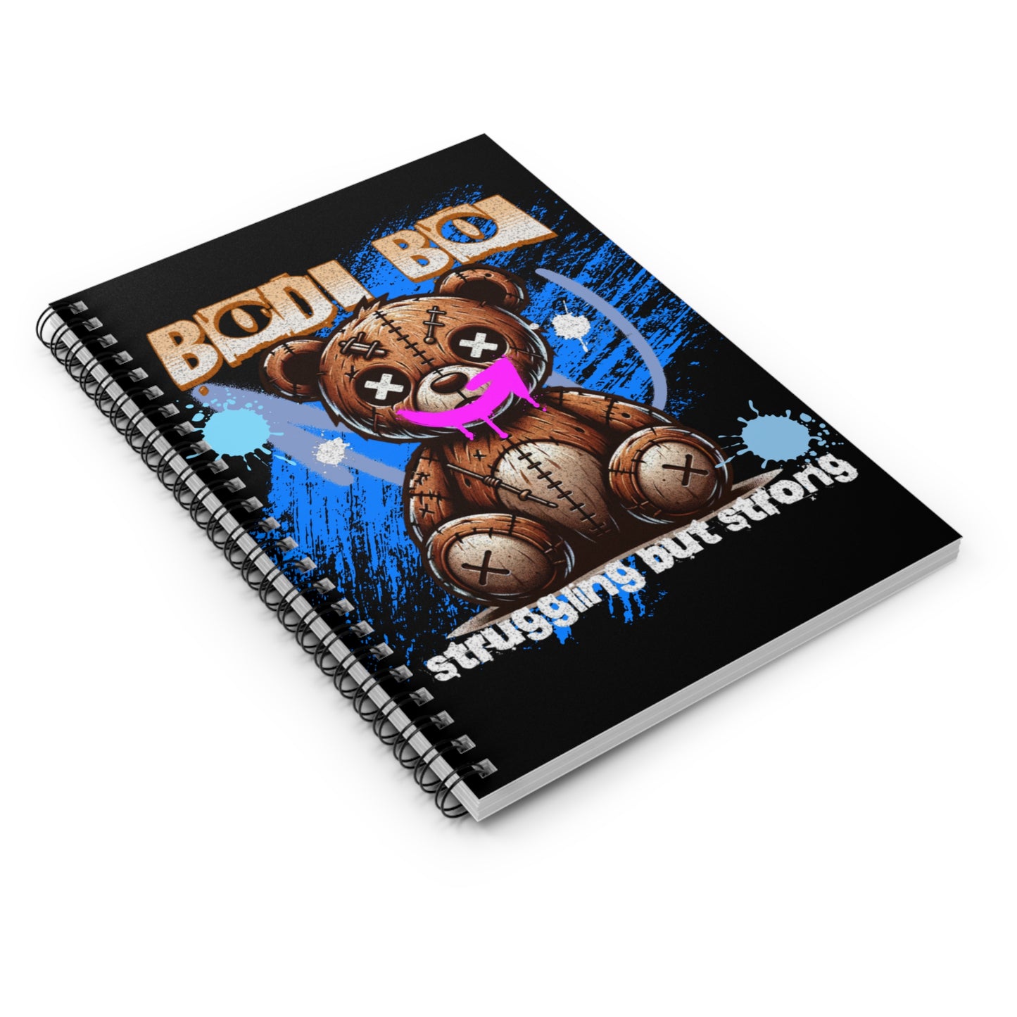 Gritty Bear Spiral Notebook, Cute Journal for Kids, School Supplies, Motivation Diary, Gift for Students