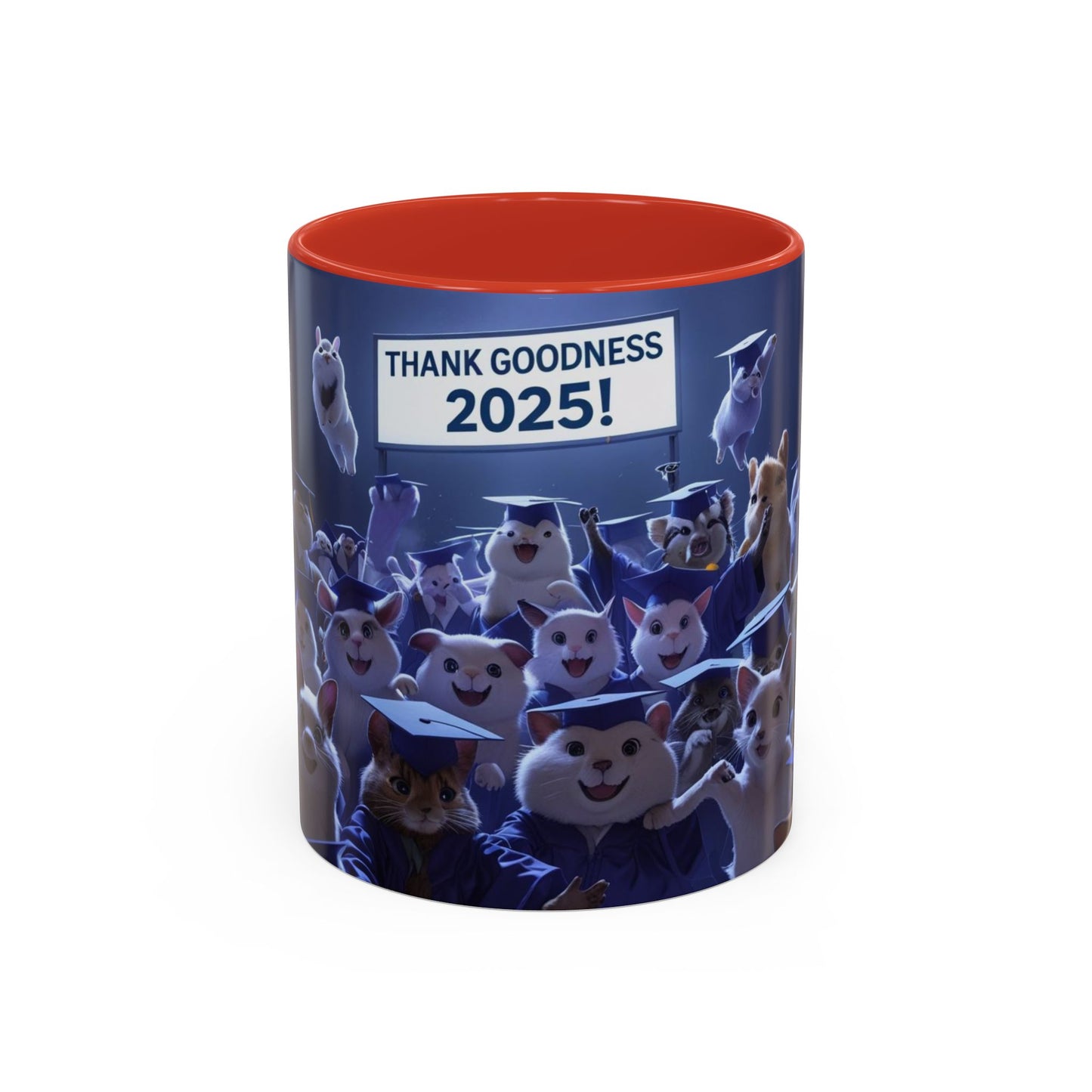 Anime Graduation Theme Accent Coffee Mug - Funny Cat & Dog Design, Perfect Gift for 2025 Grads, Inspirational Coffee Mug, Celebration Mug