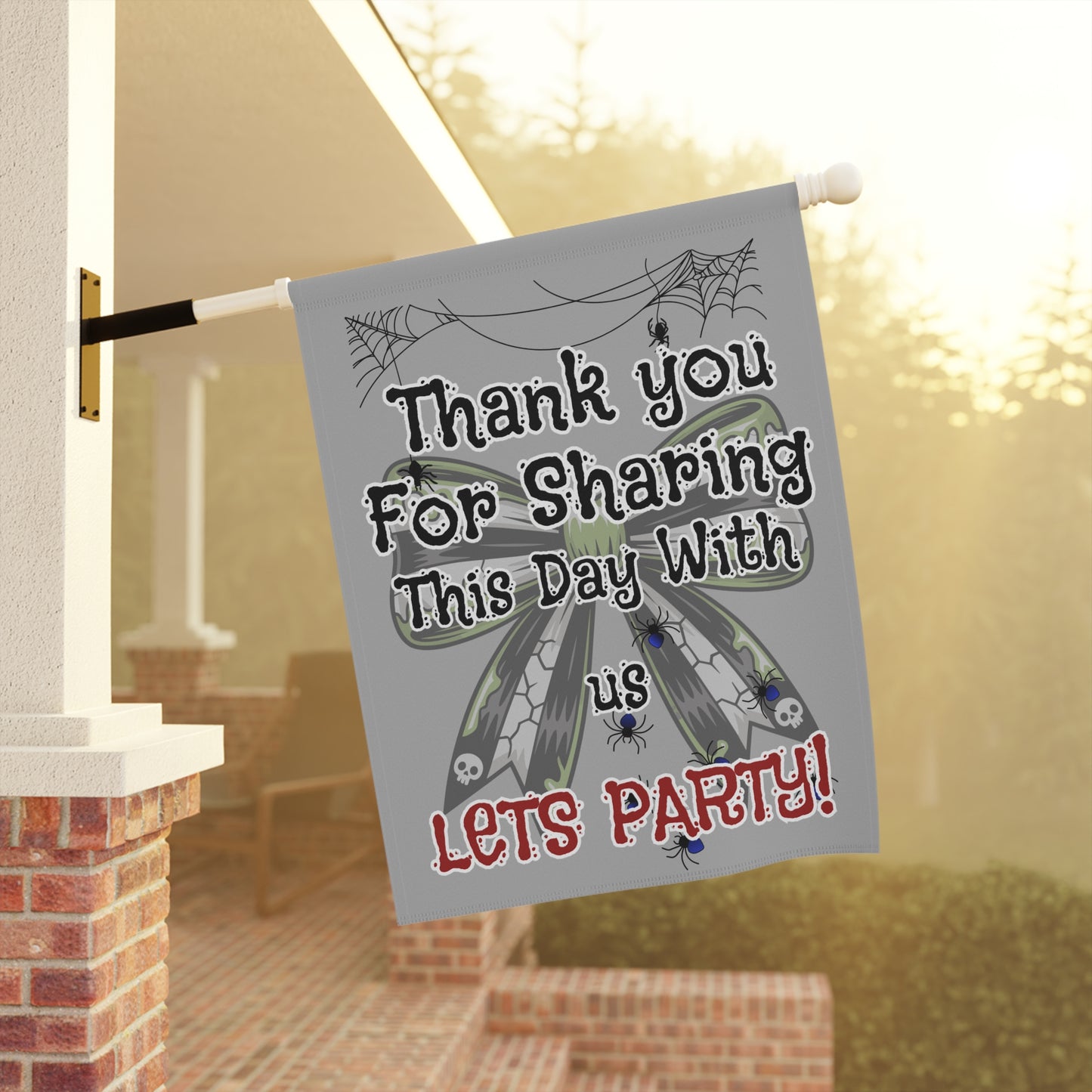 Garden Party Banner, Outdoor Decor, Halloween Party, Fall Celebration, Yard Sign, Festive Banner, Spider Theme
