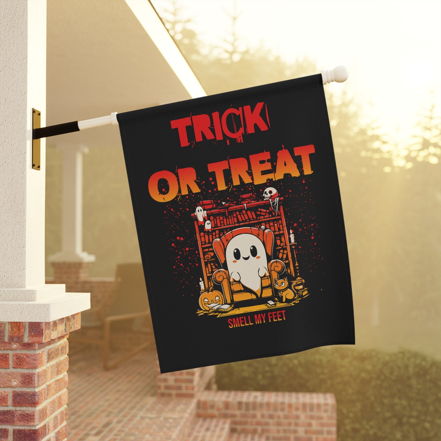 Halloween Garden Banner, Trick or Treat Yard Decor, Spooky House Flag, Fall Outdoor Decoration, Ghost Themed Sign