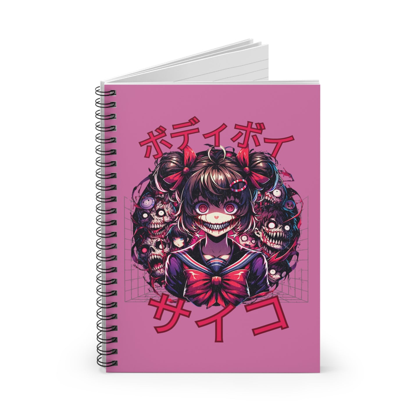 Spooky Themed Spiral Notebook - Cute Horror Design, Perfect for Note-Taking, Doodling, Journaling, Gifts for Gothic Lovers