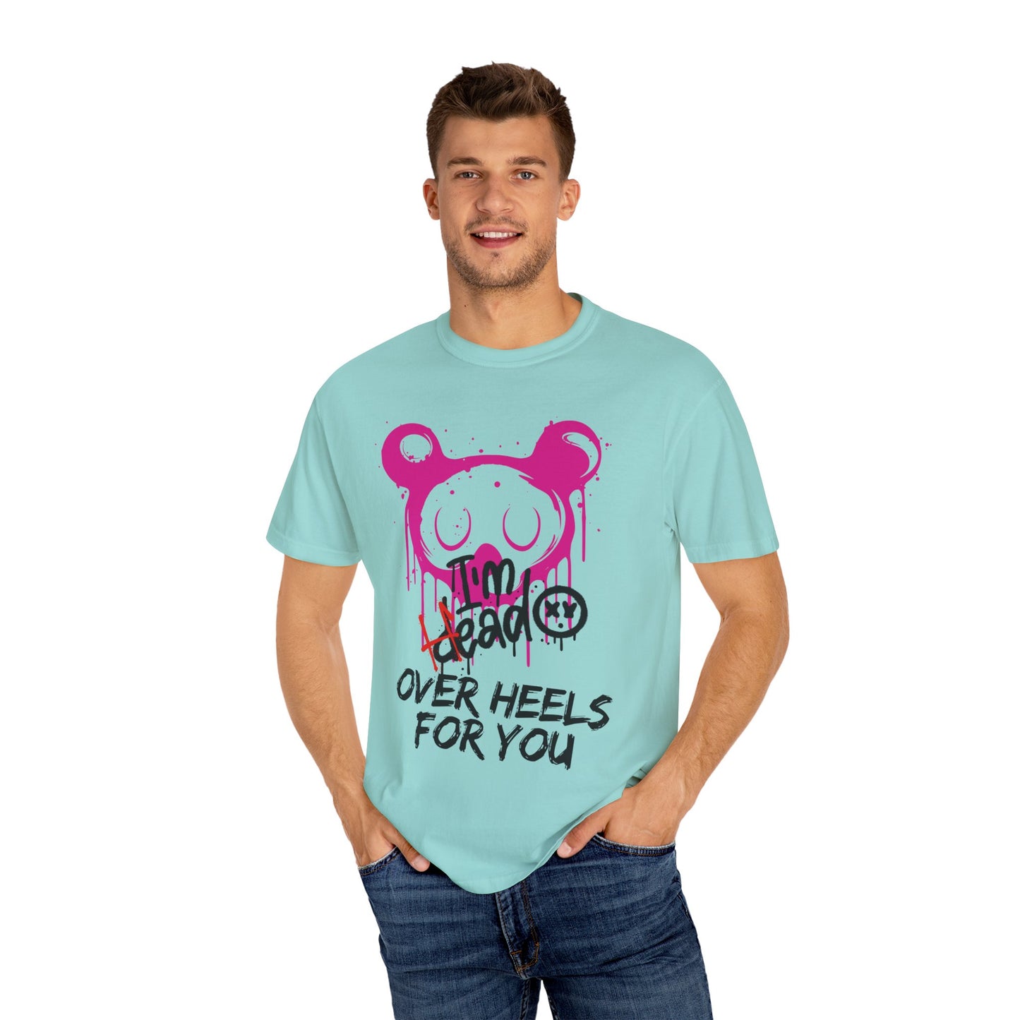 Head Over Heels T-Shirt with Cute Design, Perfect Gift for Friends, Casual Wear, Valentine's Day, Year-Round Fashion
