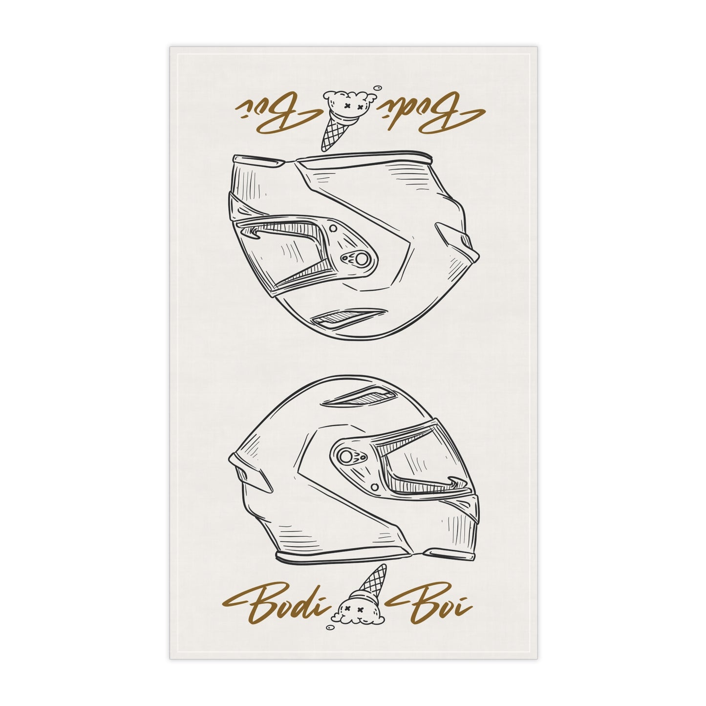 Stylish Bodi Boi Helmet Tea Towels | Fun Kitchen Decor, Unique Gifts, Racing Theme, Ice Cream Design, Home & Kitchen Essentials