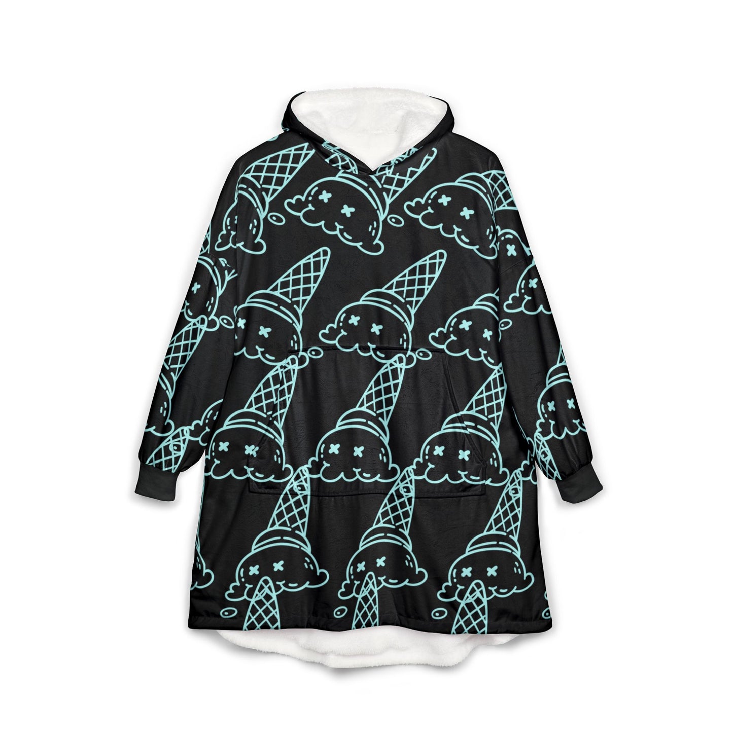Cozy Ice Cream Hooded Blanket | Cute Chill Nights, Perfect Gift for Ice Cream Lovers, Home Comforts, Lounge Wear, Unique Fashion