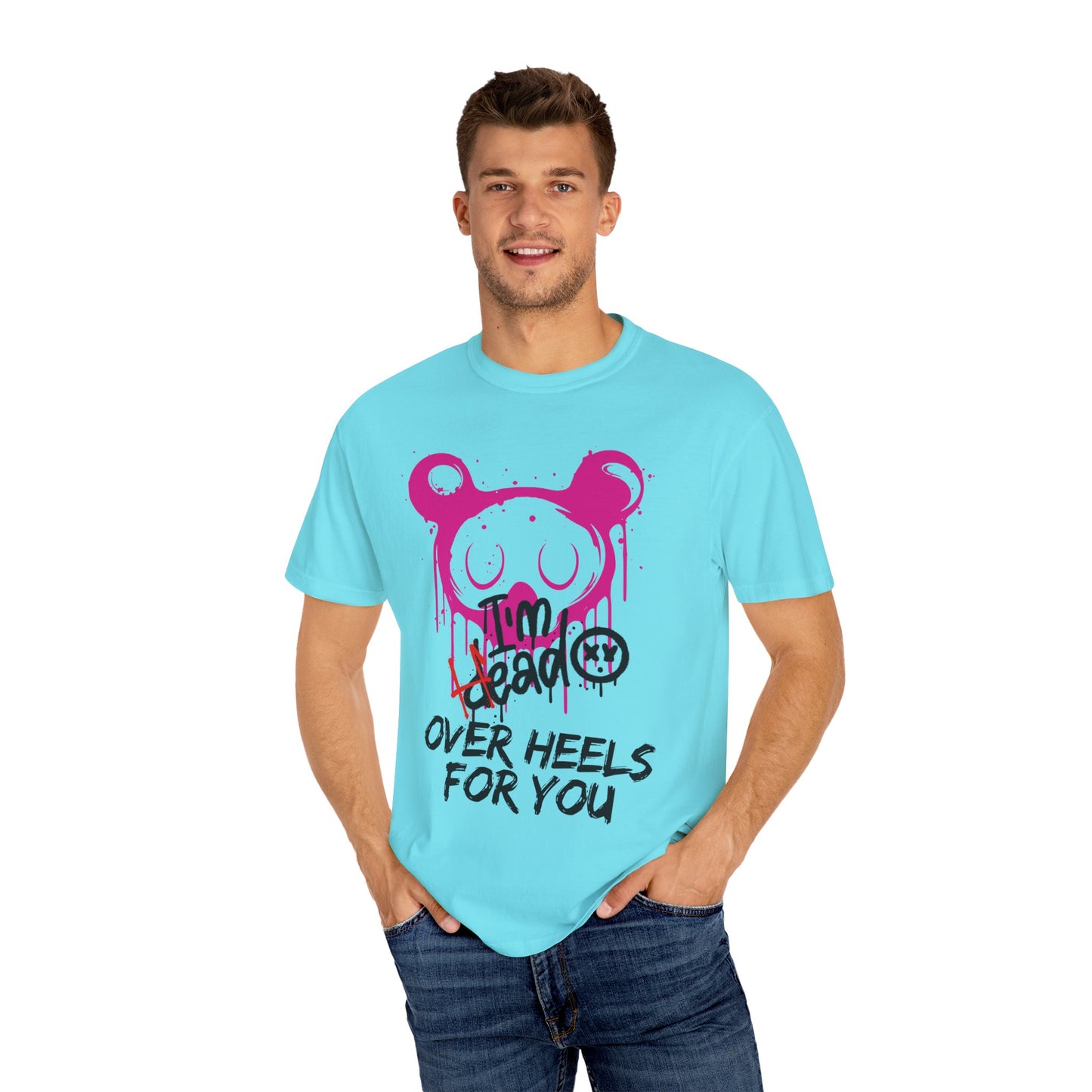 Head Over Heels T-Shirt with Cute Design, Perfect Gift for Friends, Casual Wear, Valentine's Day, Year-Round Fashion