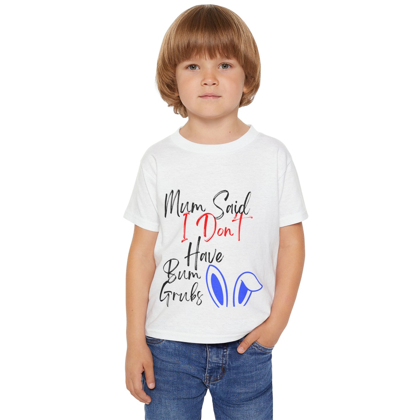Cute bum grubsToddler T-Shirt for Kids, Fun Playwear, Mum Said I Don't Have Bum Grubs, Gift for Toddlers, Easter, Casual Outfits, Everyday Wear
