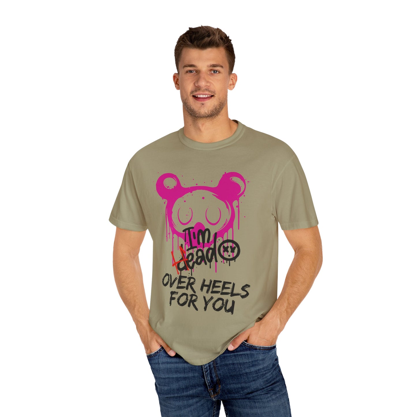 Head Over Heels T-Shirt with Cute Design, Perfect Gift for Friends, Casual Wear, Valentine's Day, Year-Round Fashion
