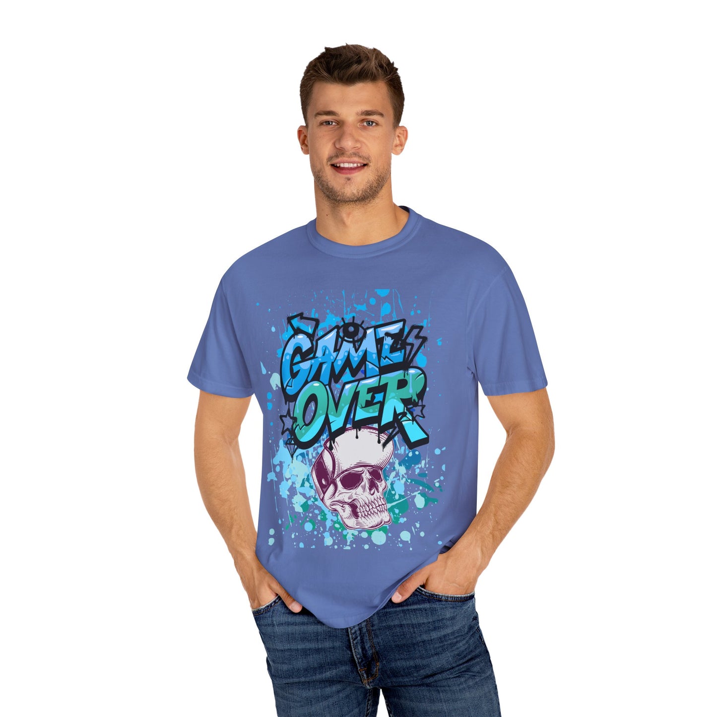 Gamer Skull T-shirt, Unisex Graphic Tee, Game Over Apparel, Casual Wear, Gift for Gamers, Streetwear, Cool Graphic Shirt