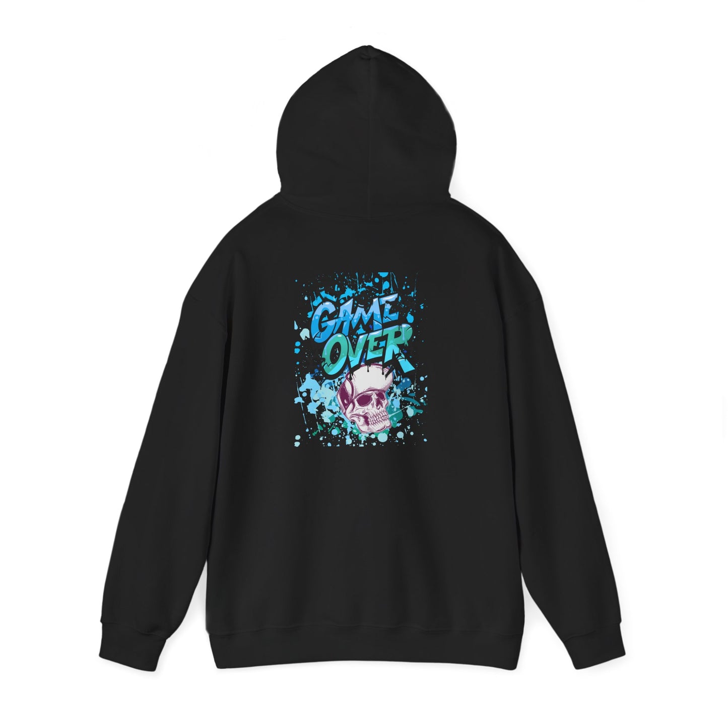 Game Over Skull Hoodie - Unisex Heavy Blend Sweatshirt, Perfect for Gamers, Casual Wear, Unique Gift, Streetwear Style, Graphic Apparel