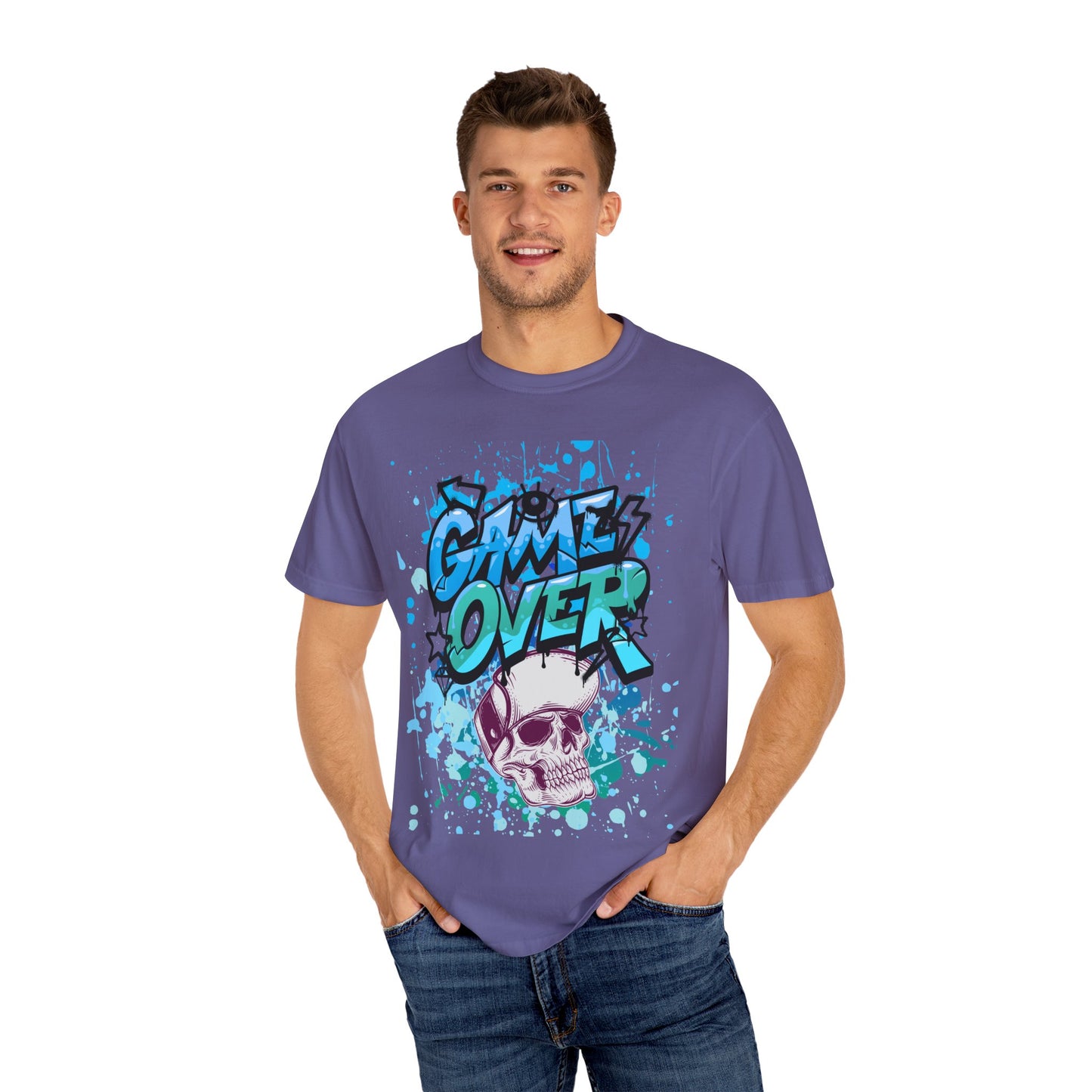 Gamer Skull T-shirt, Unisex Graphic Tee, Game Over Apparel, Casual Wear, Gift for Gamers, Streetwear, Cool Graphic Shirt