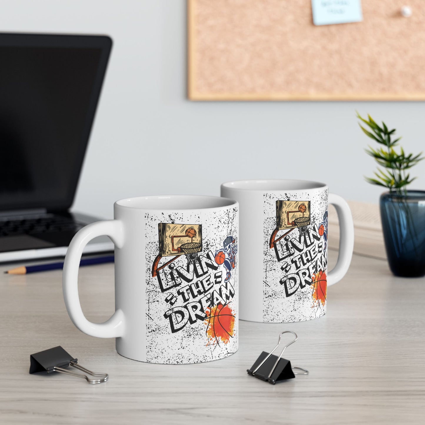Artistic Basketball Ceramic Mug - Perfect for Sports Fans, Gifts for Him, Unique Coffee Cup, Basketball Lover's Gift, Home & Office Decor