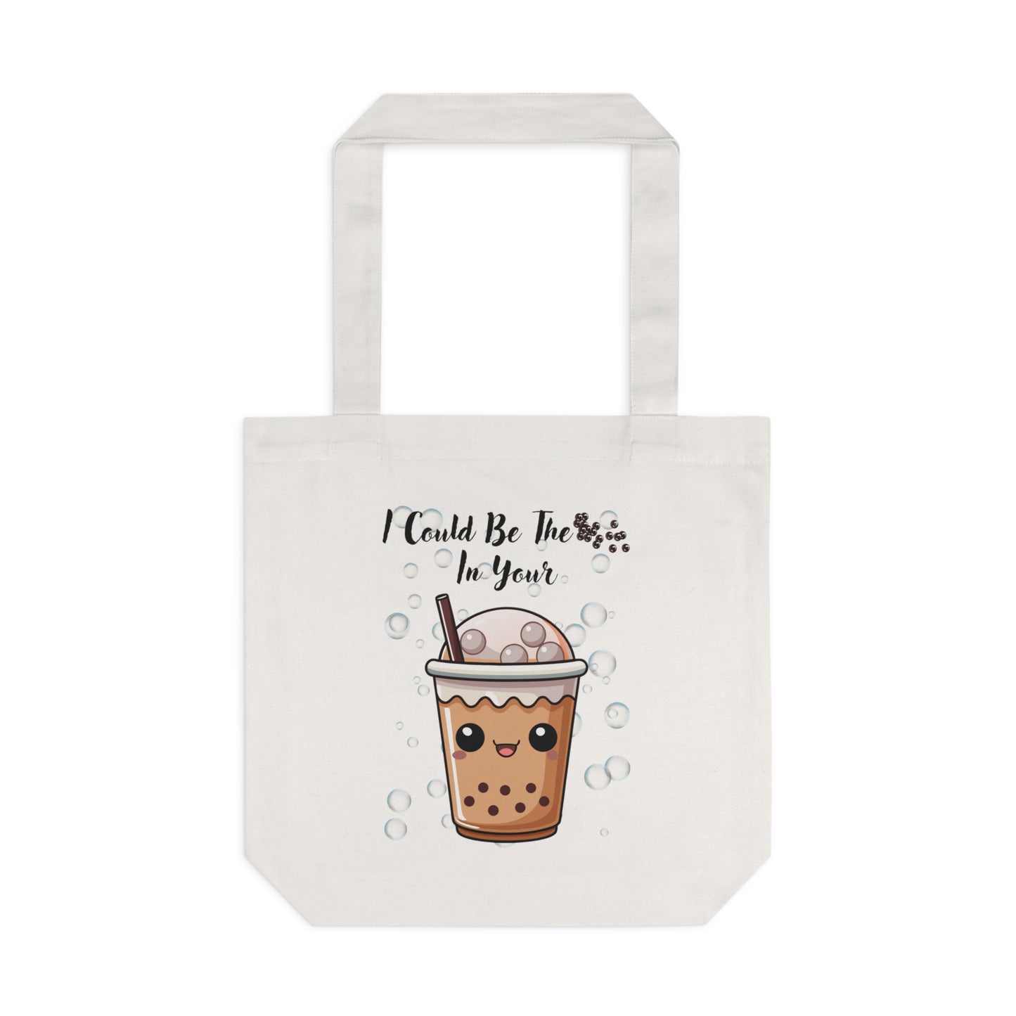 Cute Bubble Tea Cotton Tote Bag, Eco-Friendly Reusable Shopping Bag, Gift for Tea Lovers, Trendy Tote for Everyday Use, Fun Snack Bag