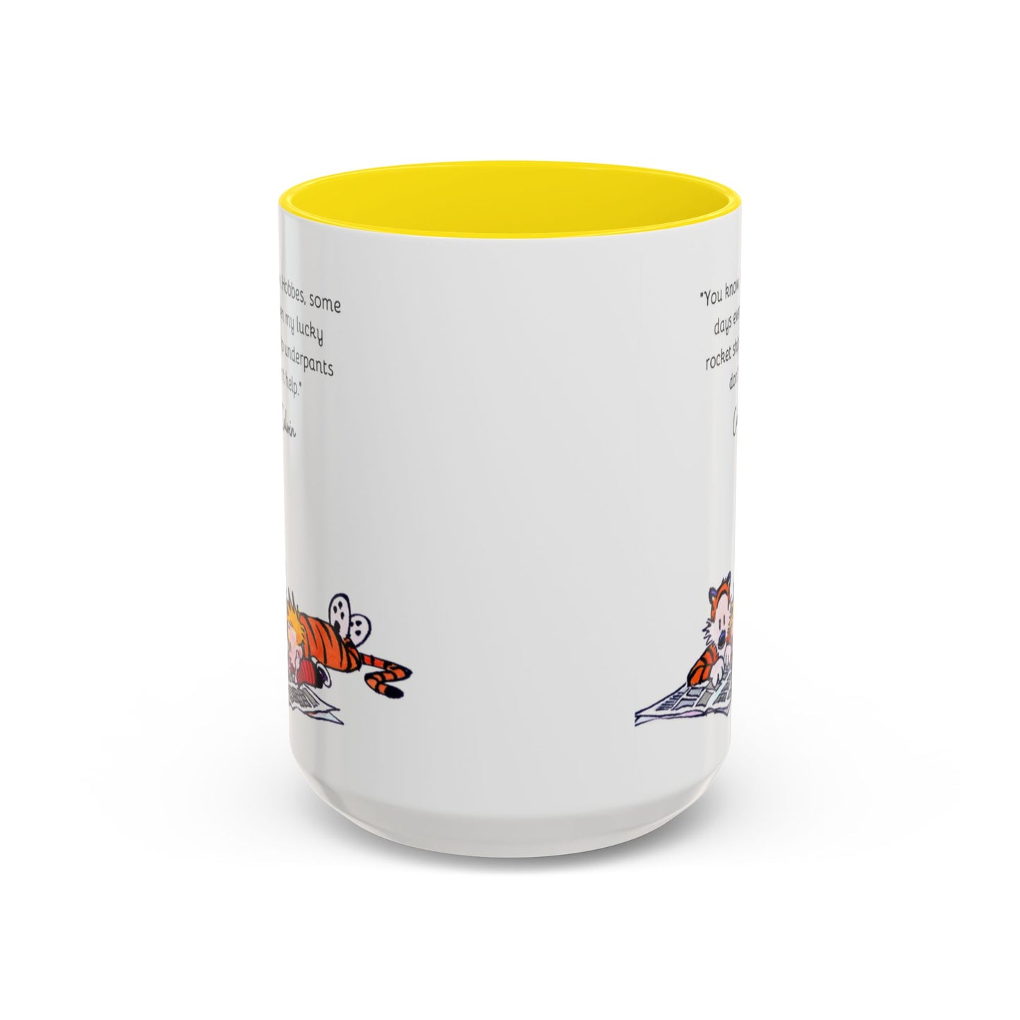 Calvin and Hobbes Inspired Accent Coffee Mug - Fun Gift for Fans, Morning Coffee, Cute Quote Mug, Whimsical Gift, Reading Companion