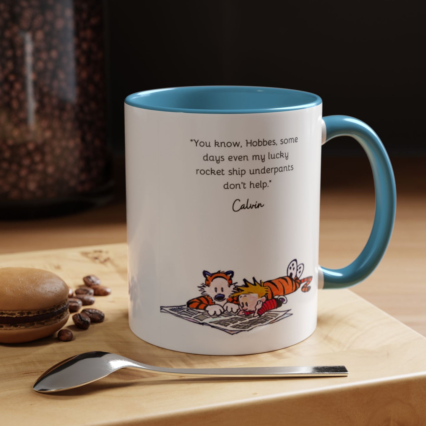 Calvin and Hobbes Inspired Accent Coffee Mug - Fun Gift for Fans, Morning Coffee, Cute Quote Mug, Whimsical Gift, Reading Companion