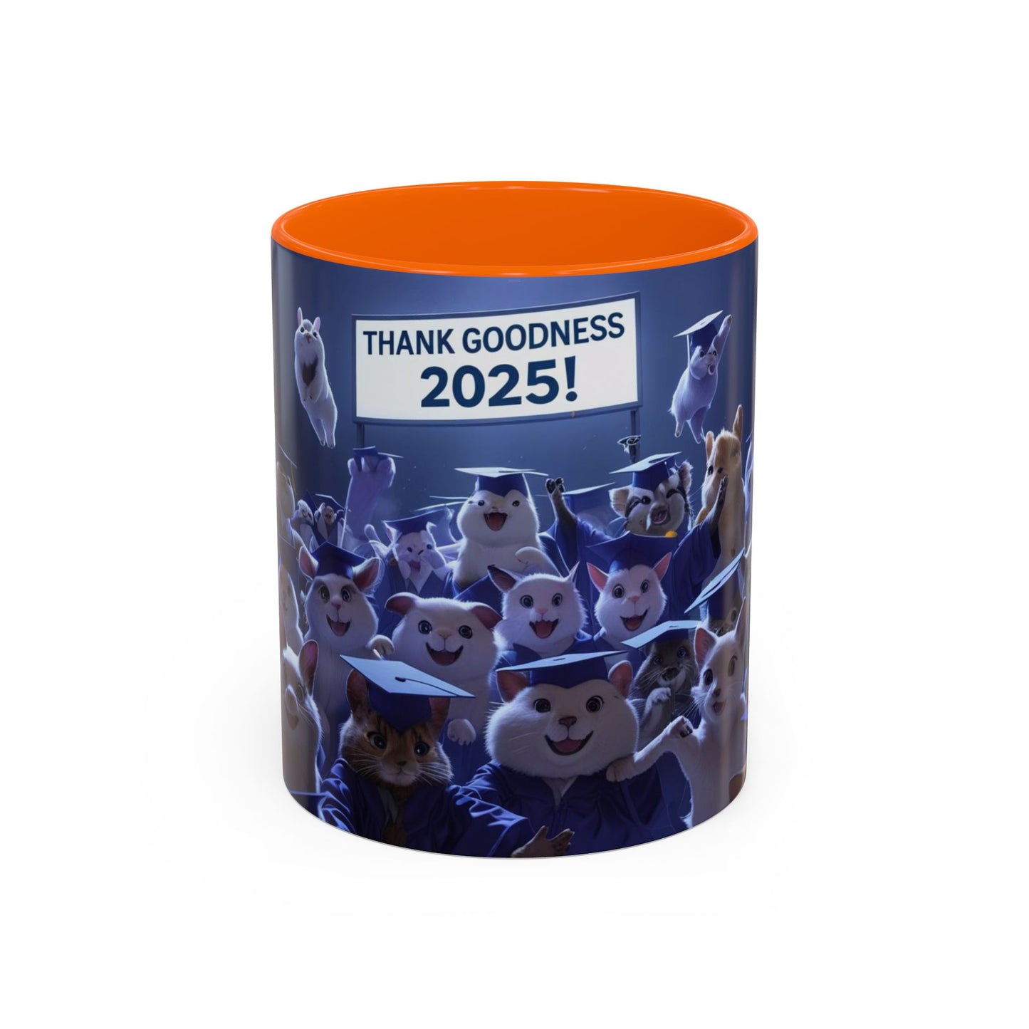 Anime Graduation Theme Accent Coffee Mug - Funny Cat & Dog Design, Perfect Gift for 2025 Grads, Inspirational Coffee Mug, Celebration Mug