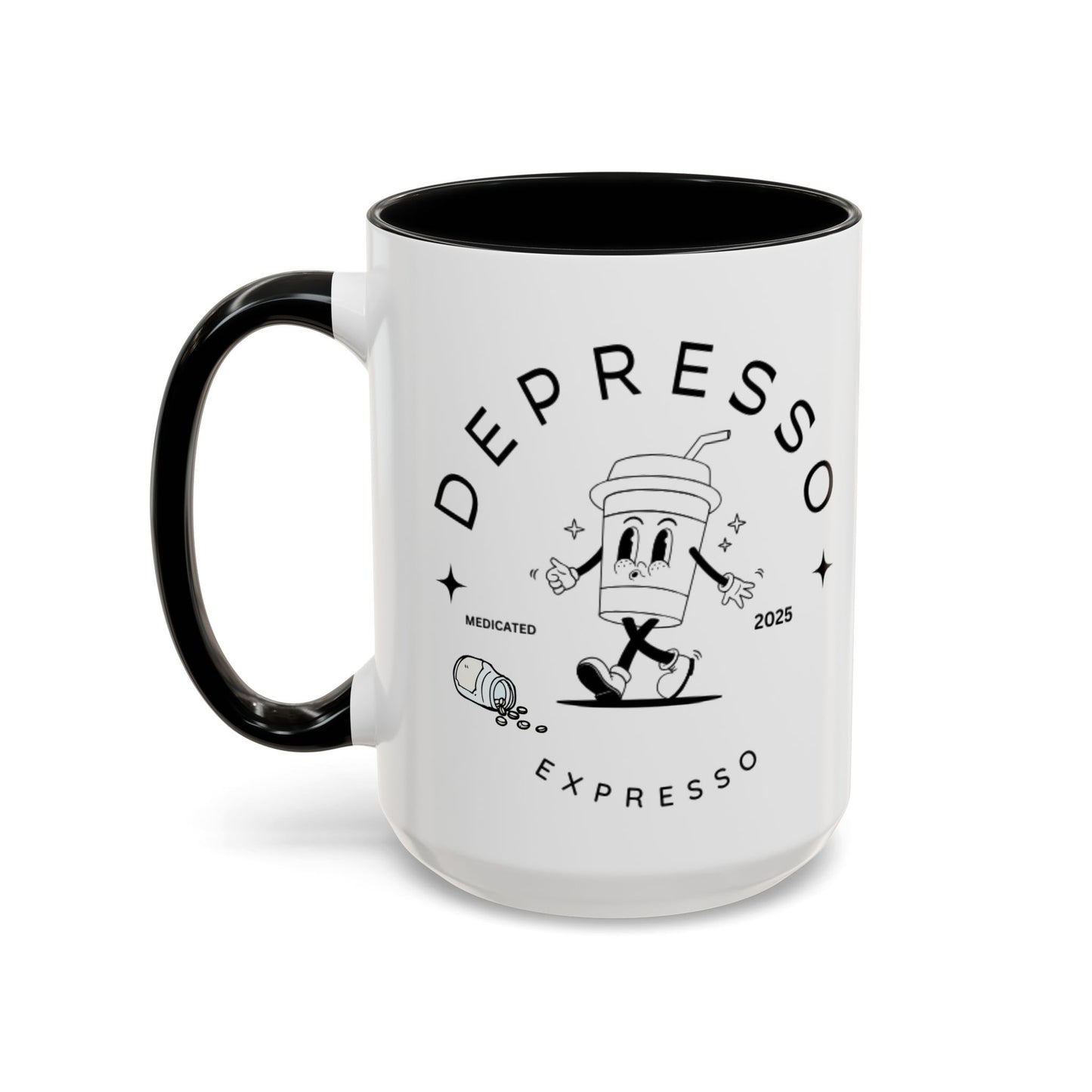 Coffee Mug, Funny Espresso Mug, Gift for Coffee Lovers, Depresso Expresso Humor Cup, Kitchen Decor, Barista Gift, Quirky Beverage Cup,