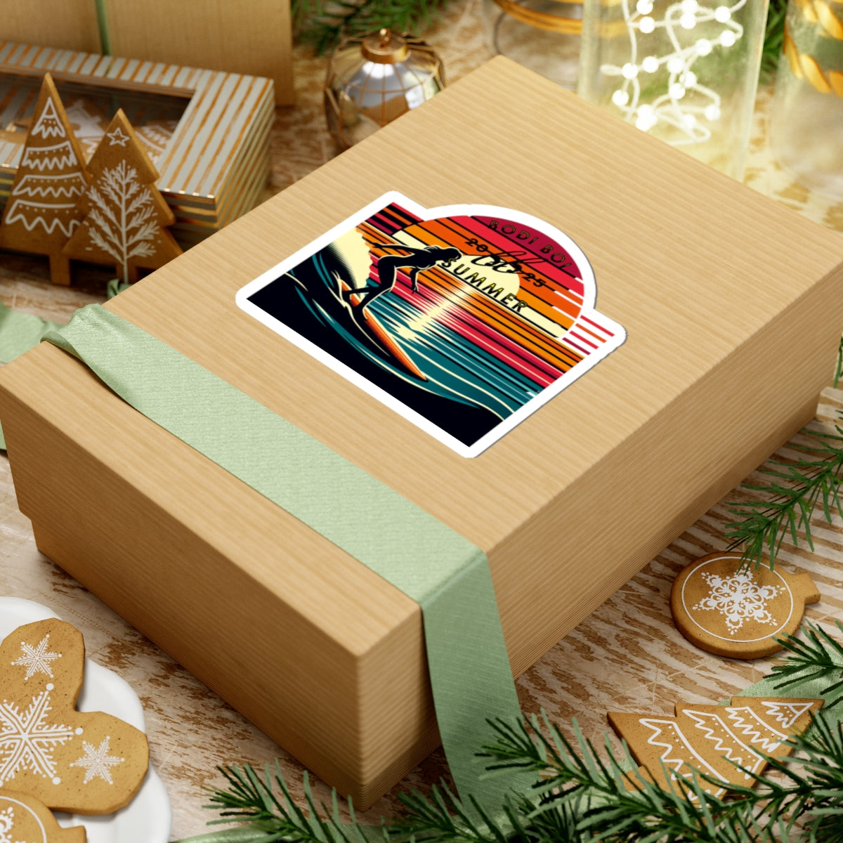 Retro Surf Kiss-Cut Stickers | Summer Vibes, Beach Decor, Laptop Stickers, Surfing Gifts, Ocean Lovers