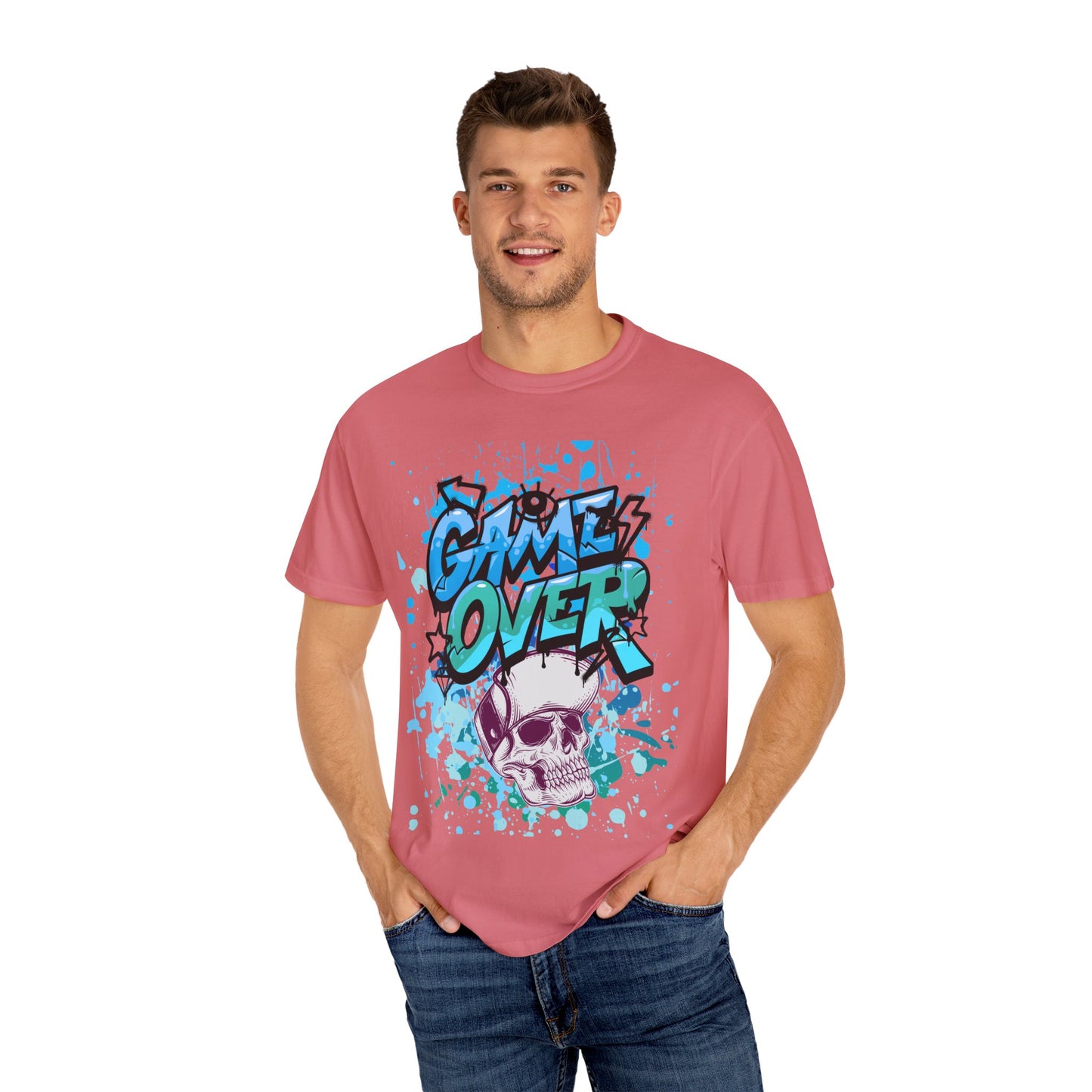 Gamer Skull T-shirt, Unisex Graphic Tee, Game Over Apparel, Casual Wear, Gift for Gamers, Streetwear, Cool Graphic Shirt