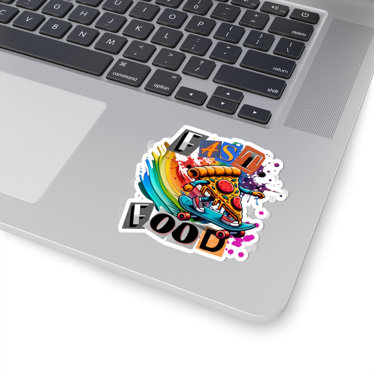 Fast Food Skateboarding Pizza Kiss-Cut Stickers, Fun Laptop Decal, Colorful Wall Art, Gifts for Food Lovers, Kids Party Supplies