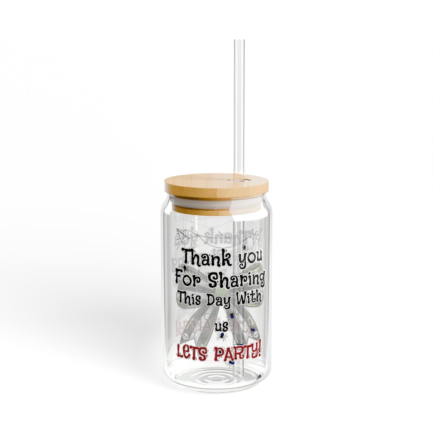 Personalized Party Sipper Glass | 16oz Glass with Wooden Lid | Cheers to Celebrations, Wedding Favors, Drinkware, Custom Gifts, Summer [...]