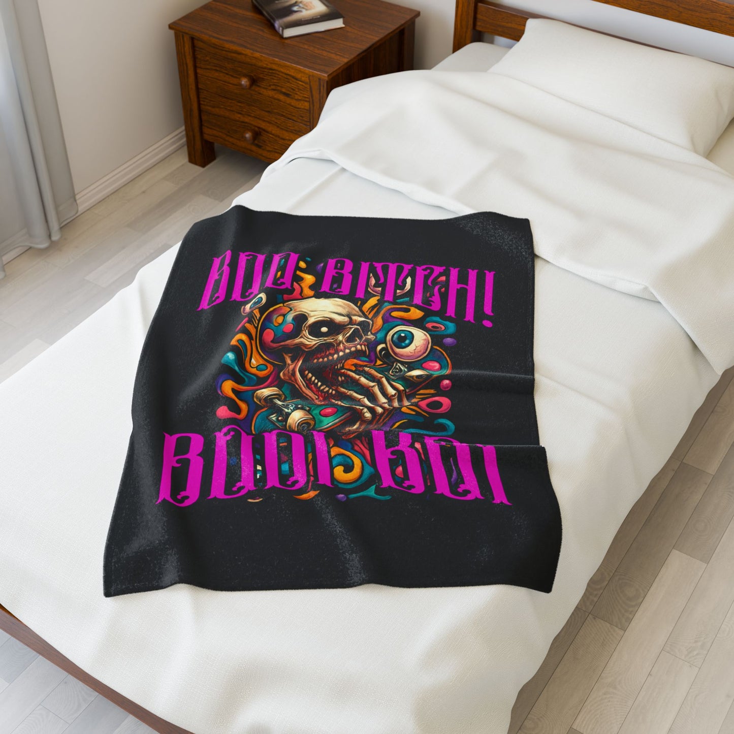 Bold Skull Graphic Plush Blanket - 'Boo Bitch! Boi Boi', Cozy Halloween Decor, Perfect Gift for Halloween Parties, Spooky Home [...]