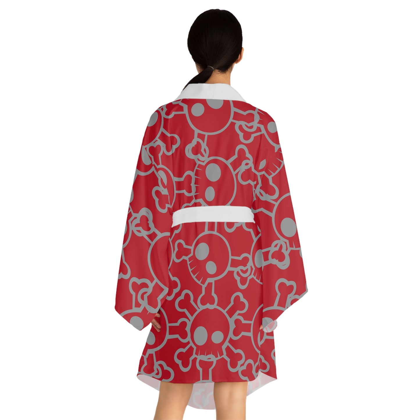 Skull & Crossbones Long Sleeve Kimono Robe, Edgy Lounge Wear, Alternative Fashion, Halloween Gift, Anime Inspired, Cozy Homewear