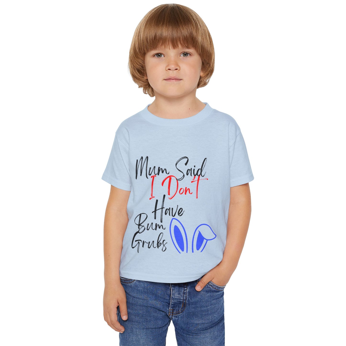 Cute bum grubsToddler T-Shirt for Kids, Fun Playwear, Mum Said I Don't Have Bum Grubs, Gift for Toddlers, Easter, Casual Outfits, Everyday Wear