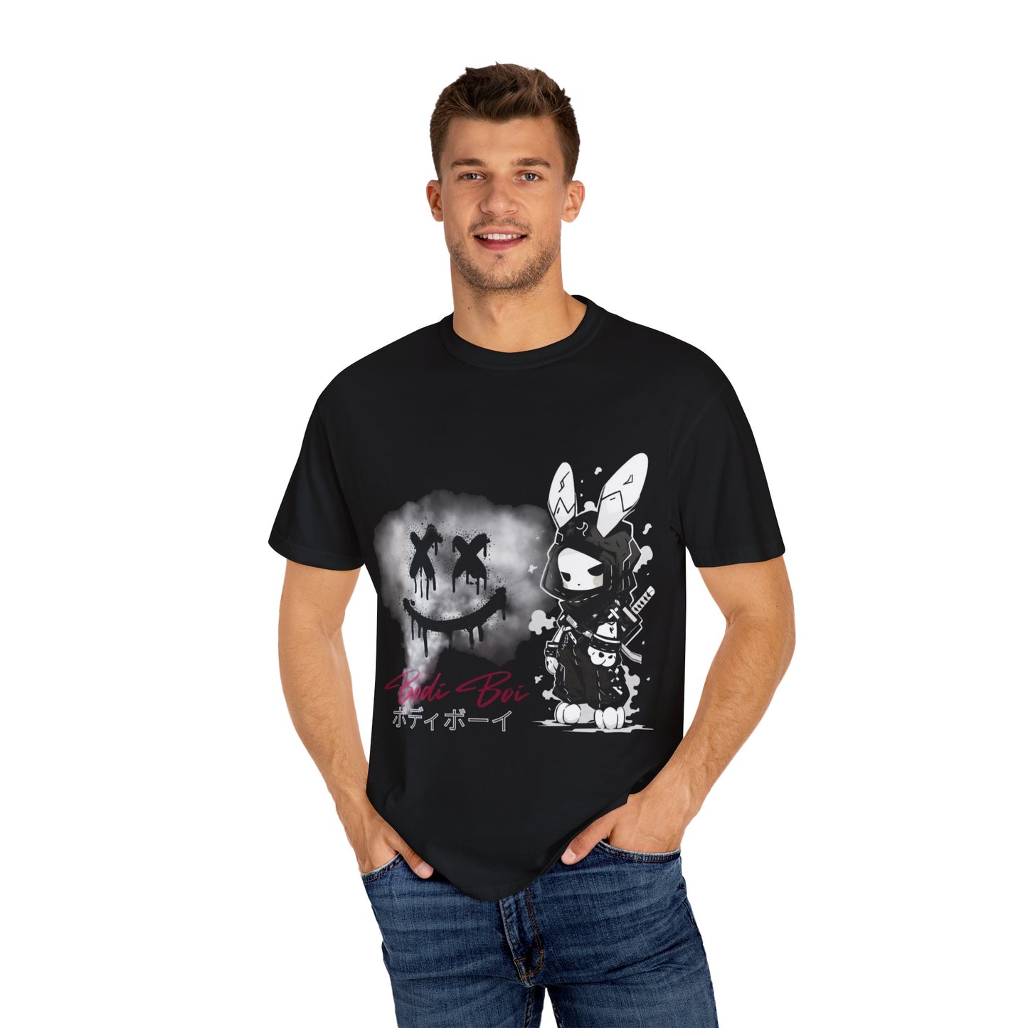Artistic Graphic Tee featuring Unique Bunny Design, Unisex T-Shirt, Casual Wear, Streetwear, Gift for Anime Lovers, Alternative Fashion
