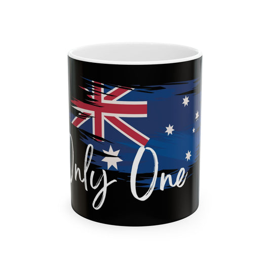 Ceramic Mug with Australian Flag only one Design, Perfect for Coffee Lovers, Gift for Australia Day, Personalized Travel Mug, Black and White Decor